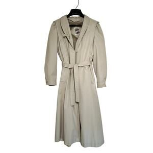 90s Duster Trench Coat zip-out quilted liner - Ladies Canvas Med - Y2K, Khaki
